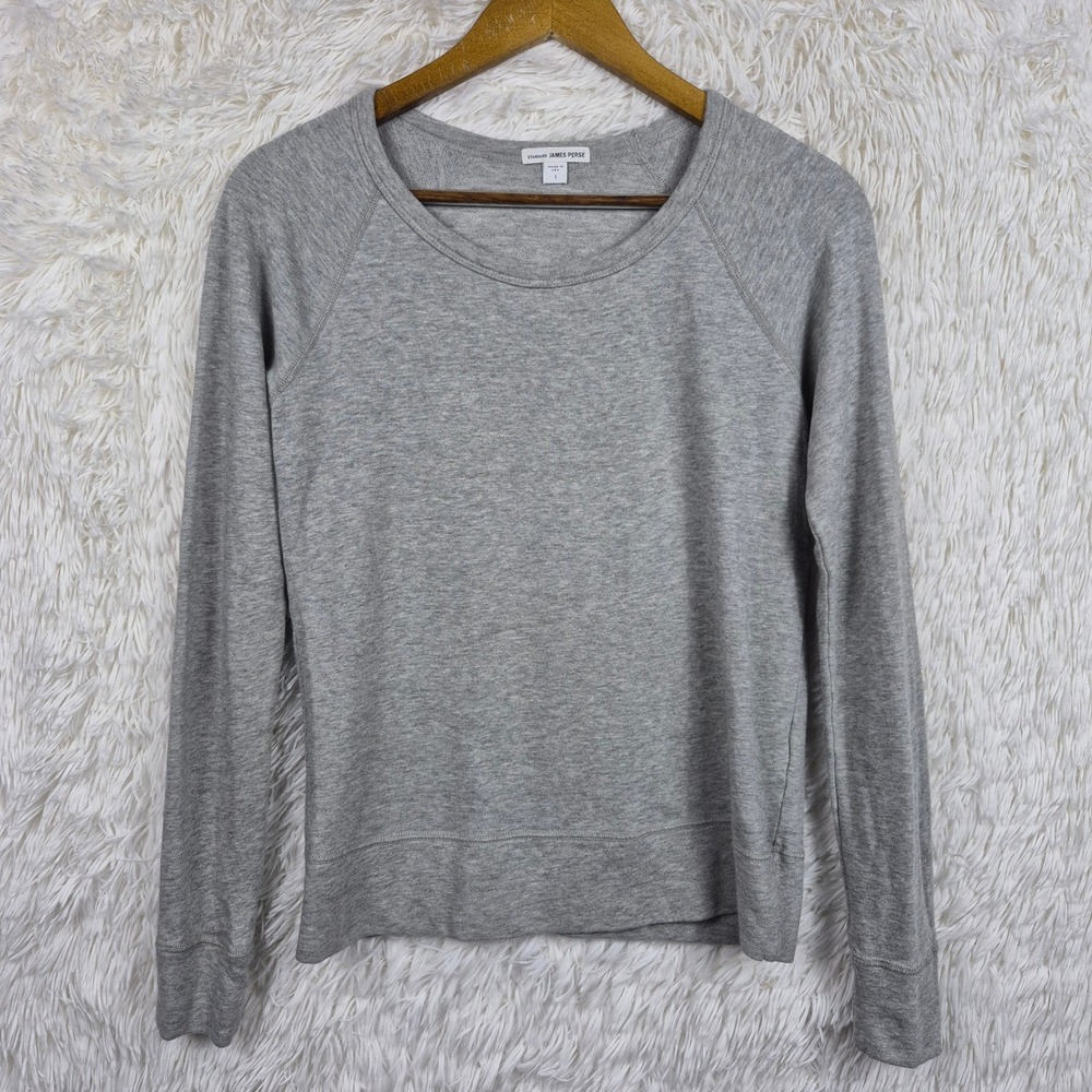 Standard James Perse Heather Grey Cotton French Terry Crew Sweatshirt Size 1